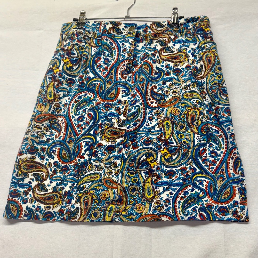 Jones New York Sport‎ Blue and Yellow Paisley  Skirt 8